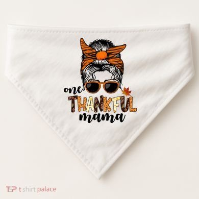 One Thankful Mama Fall Thanksgiving Festive USA-Made Doggie Bandana