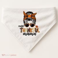 One Thankful Mama Fall Thanksgiving Festive USA-Made Doggie Bandana thumb 0
