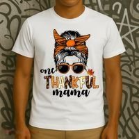 One Thankful Mama Fall Thanksgiving Festive T-Shirt thumb 3