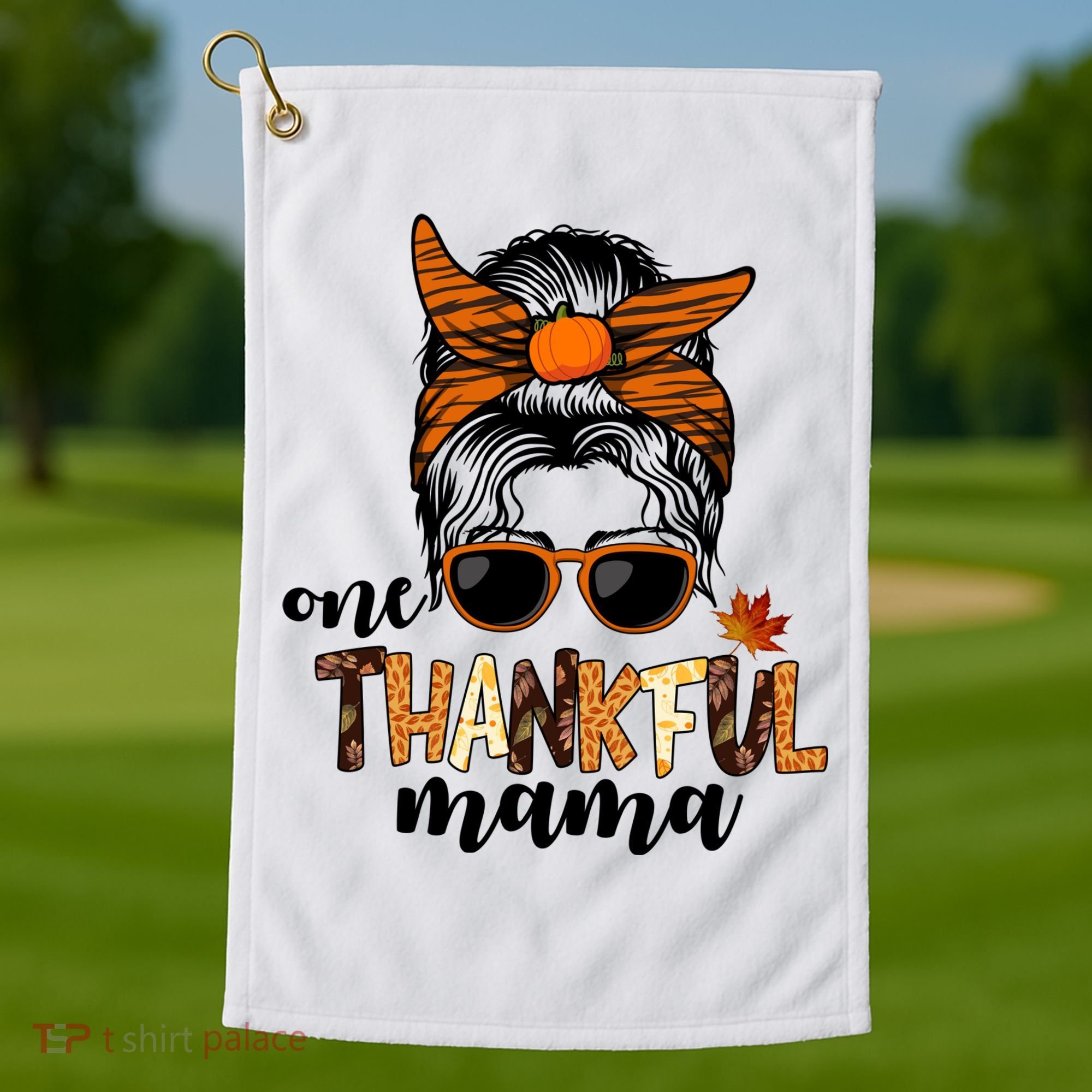One Thankful Mama Fall Thanksgiving Festive Golf Towel
