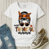 One Thankful Mama Fall Thanksgiving Festive Women's T-Shirt thumb 3