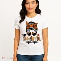 One Thankful Mama Fall Thanksgiving Festive Women's T-Shirt thumb 4