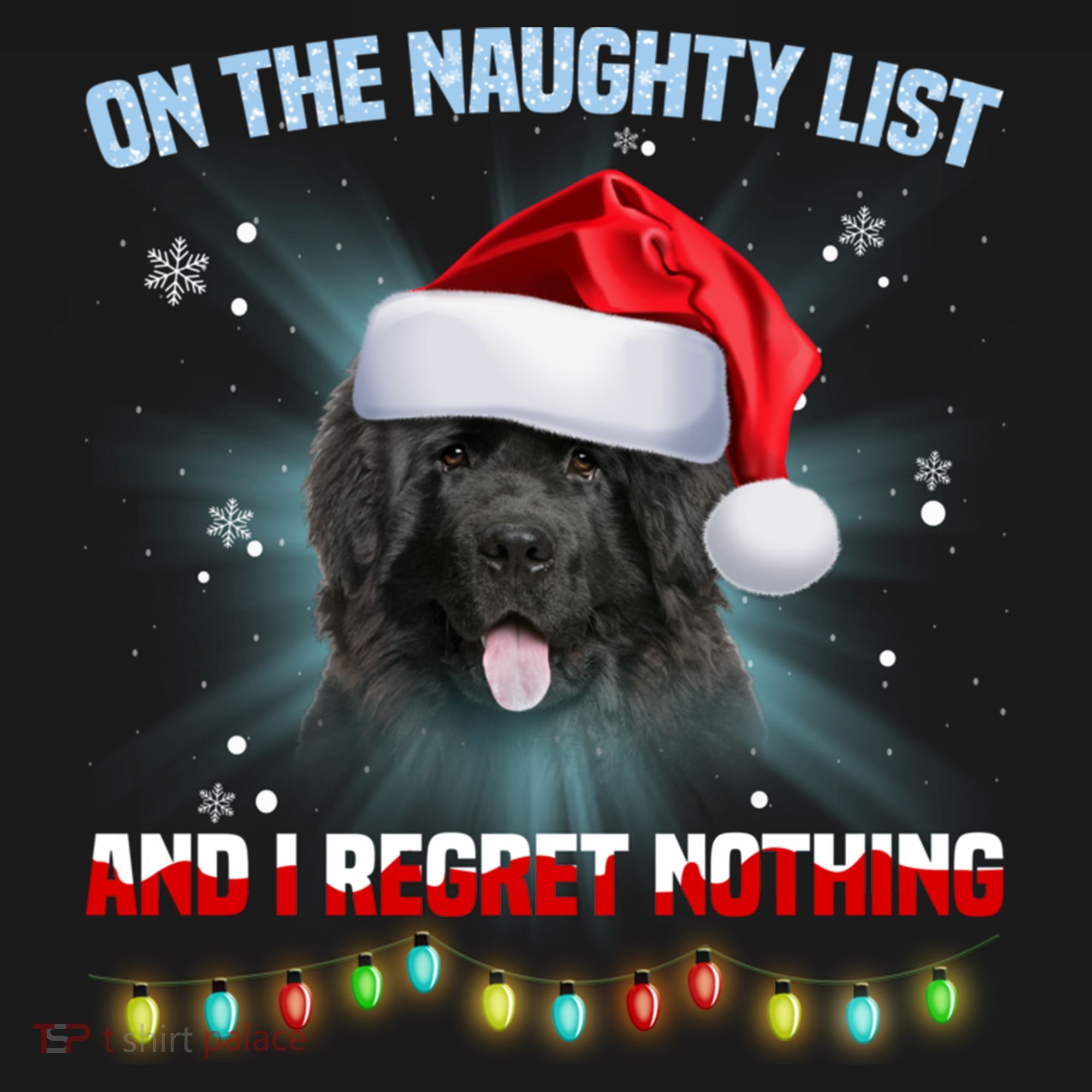 On The Naughty List And Newfoundland Dog Santa Hat Christmas Gift Women's Hoodie