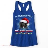 On The Naughty List And Newfoundland Dog Santa Hat Christmas Gift Women's Tank Top thumb 0