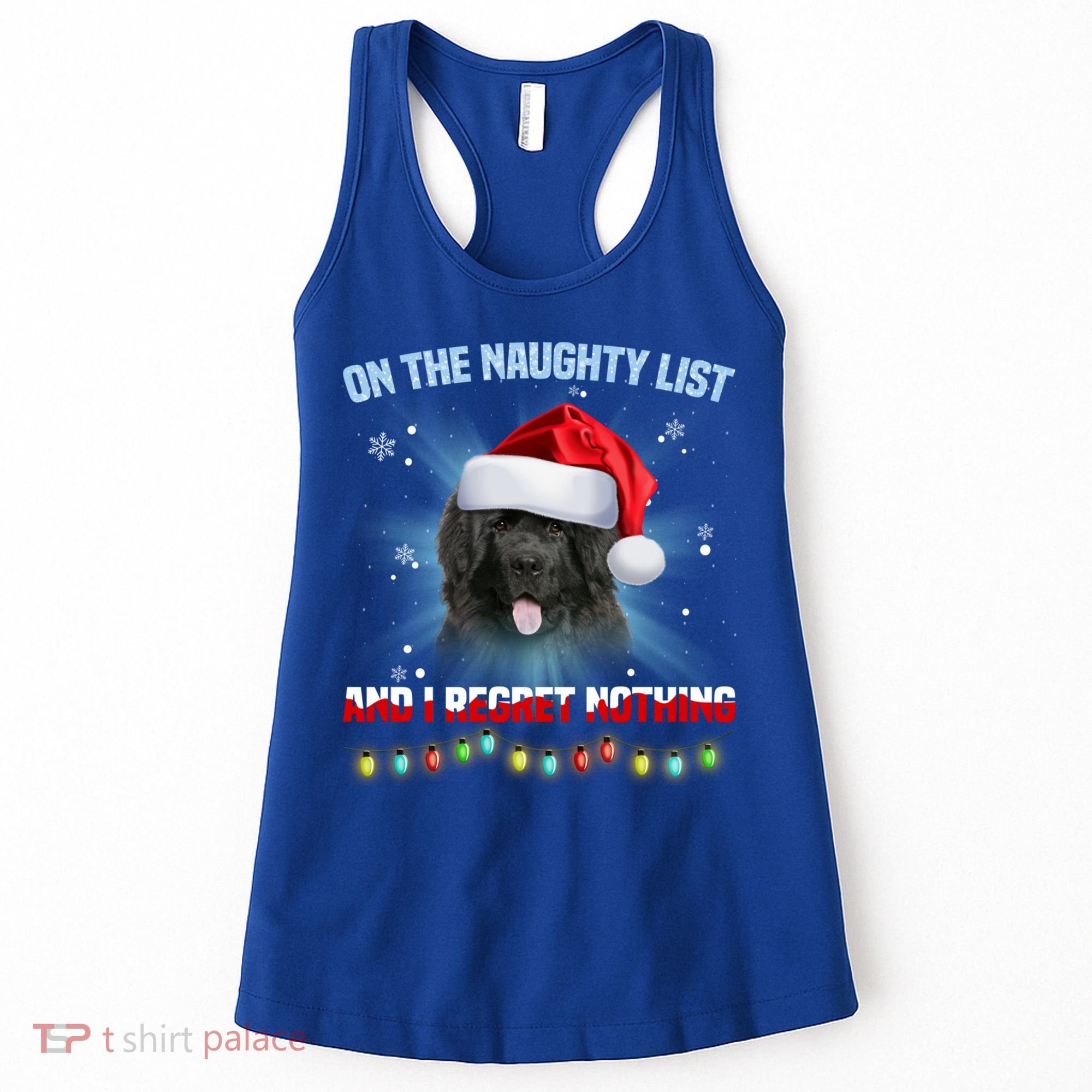 On The Naughty List And Newfoundland Dog Santa Hat Christmas Gift Women's Tank Top