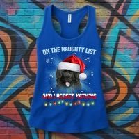 On The Naughty List And Newfoundland Dog Santa Hat Christmas Gift Women's Tank Top thumb 3