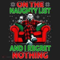 On The Naughty List And I Regret Nothing Horror Christmas Hat thumb 2