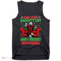 On The Naughty List And I Regret Nothing Horror Christmas Tank Top thumb 0