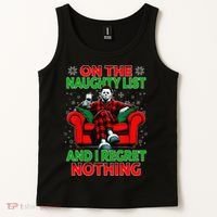 On The Naughty List And I Regret Nothing Horror Christmas Tank Top thumb 2