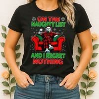 On The Naughty List And I Regret Nothing Horror Christmas Women's T-Shirt thumb 2