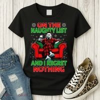 On The Naughty List And I Regret Nothing Horror Christmas Women's T-Shirt thumb 3