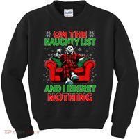 On The Naughty List And I Regret Nothing Horror Christmas Kids Sweatshirt thumb 0