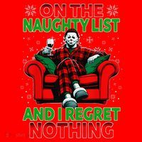 On The Naughty List And I Regret Nothing Horror Christmas Santa Hat thumb 1