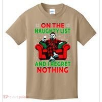 On The Naughty List And I Regret Nothing Horror Christmas Kids T-Shirt thumb 0