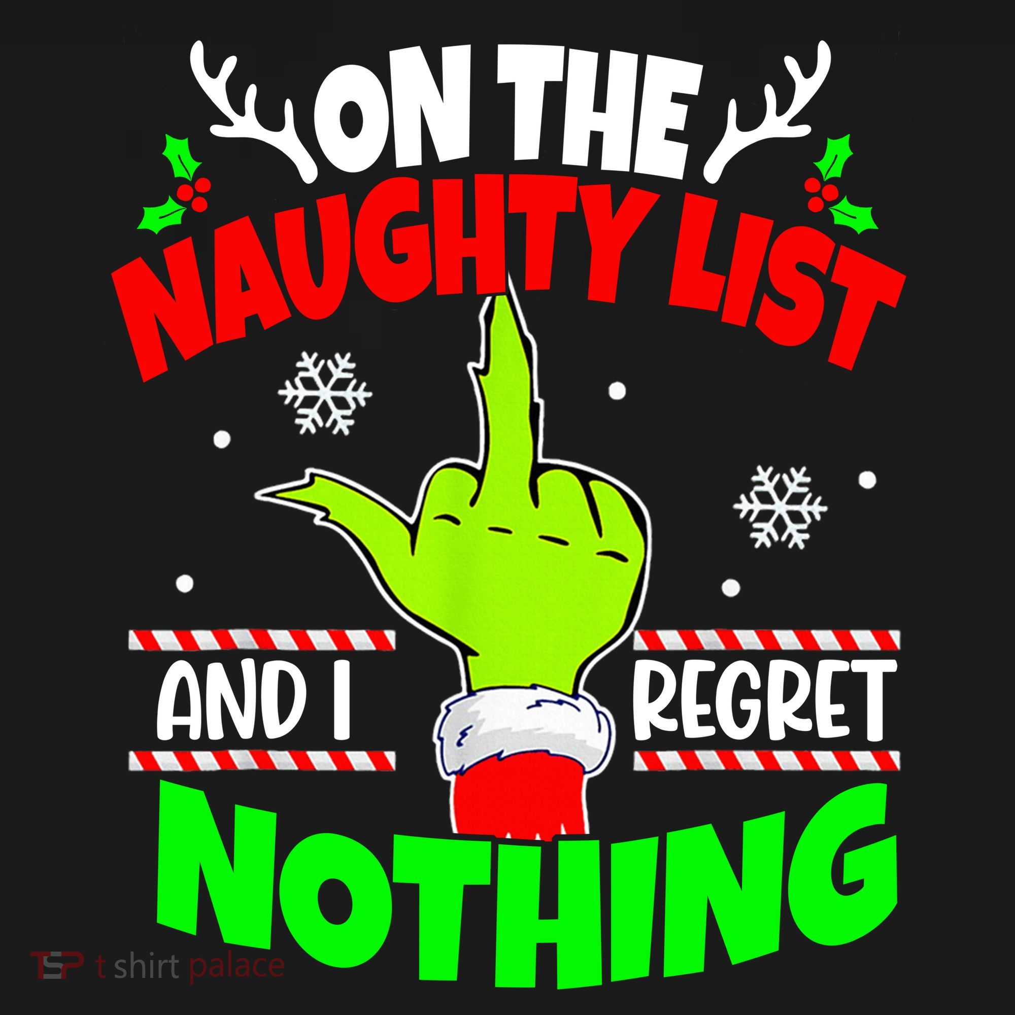On The Naughty List And I Regret Nothing Middle Finger Funny Christmas Women's Hoodie