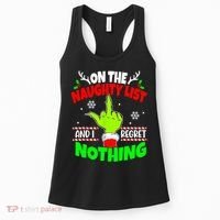 On The Naughty List And I Regret Nothing Middle Finger Funny Christmas Women's Tank Top thumb 0