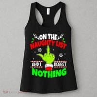 On The Naughty List And I Regret Nothing Middle Finger Funny Christmas Women's Tank Top thumb 3