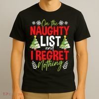 On The Naughty List And I Regret Nothing Christmas Xmas T-Shirt thumb 3
