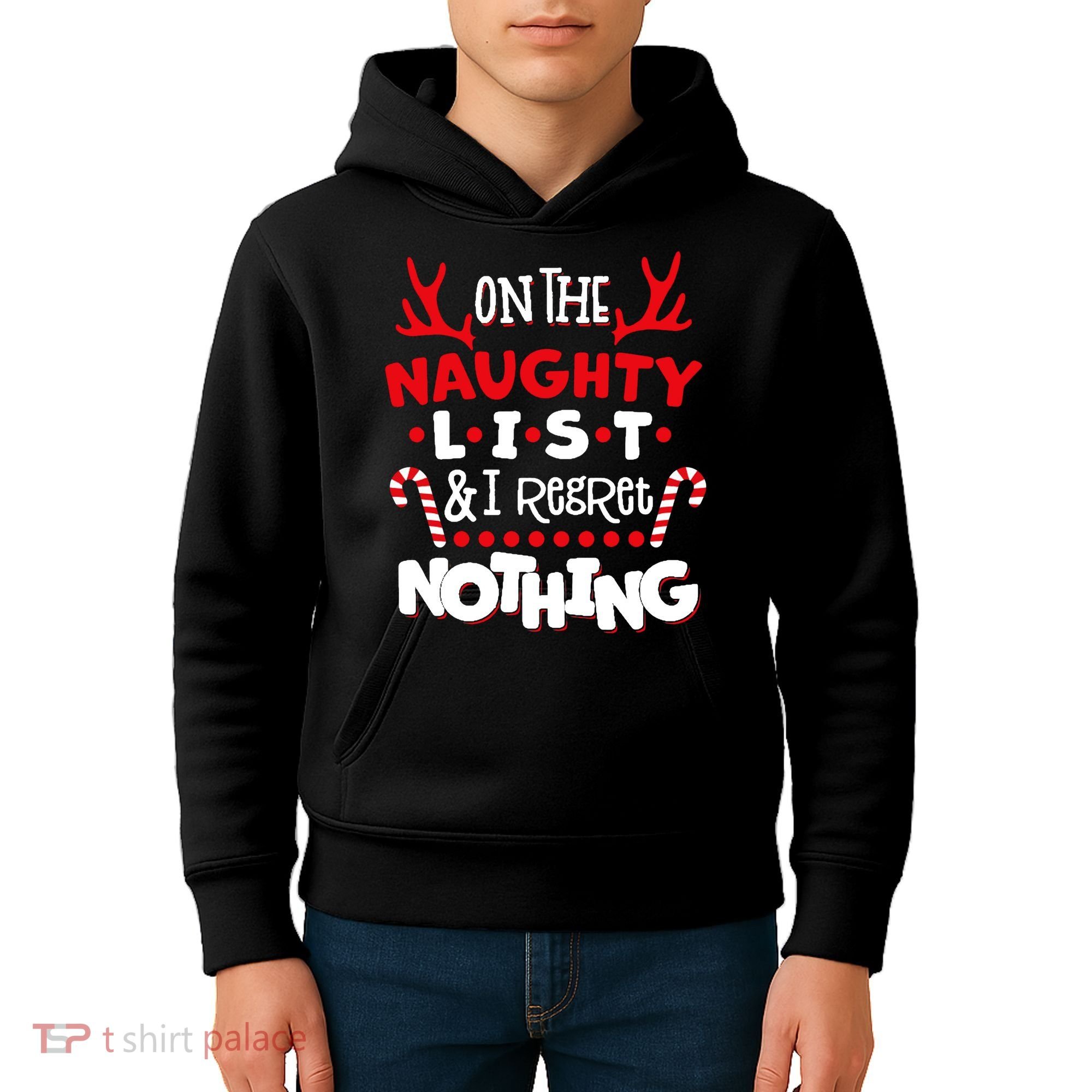 On The Naughty List I Regret Nothing Kids Hoodie