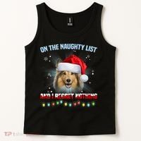 On The Naughty List And I Regret Nothing Sheltie Christmas Tank Top thumb 2
