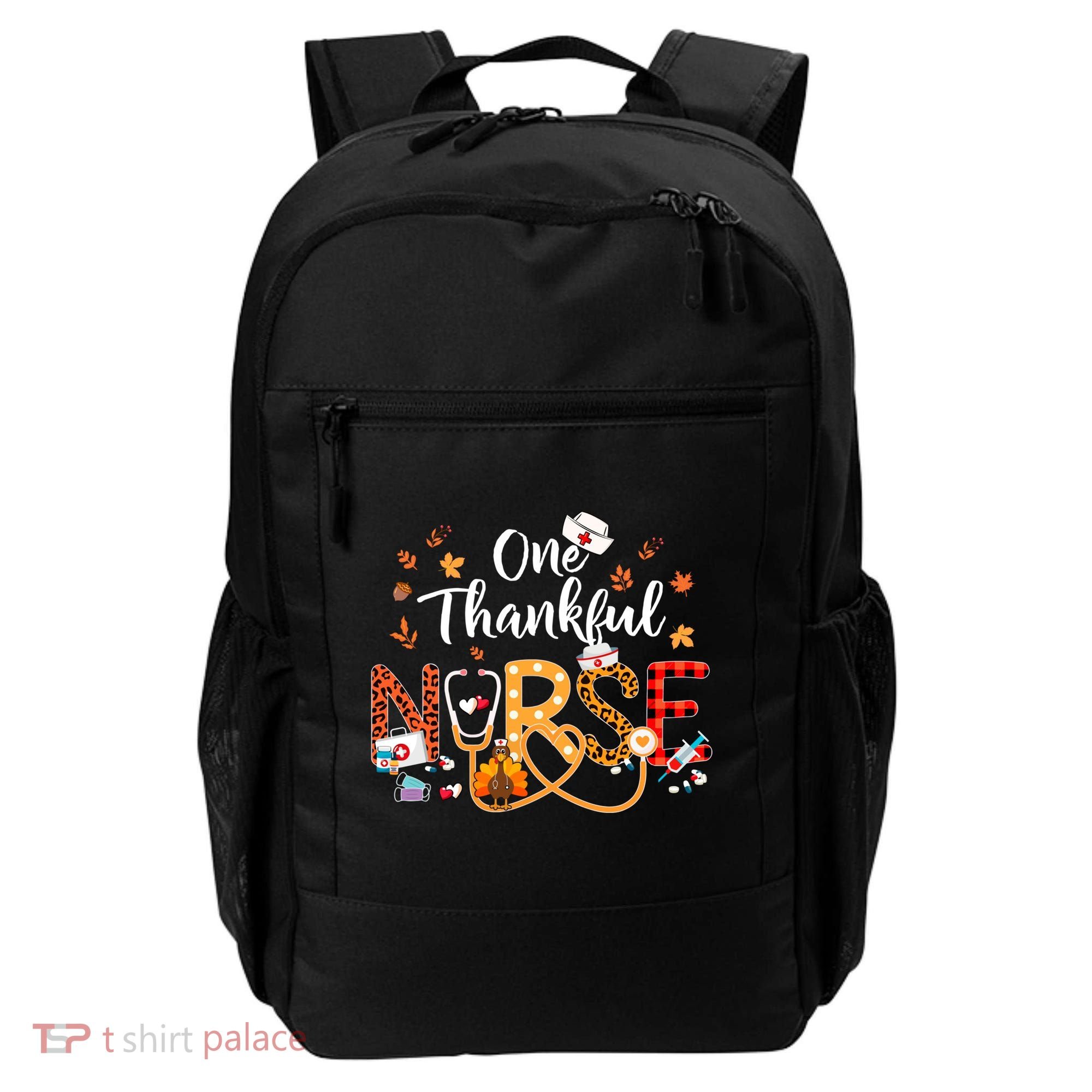 One Thankful Nurse Turkey Stethoscope Thanksgiving Great Gift Backpack