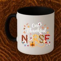 One Thankful Nurse Turkey Stethoscope Thanksgiving Great Gift Coffee Mug thumb 2