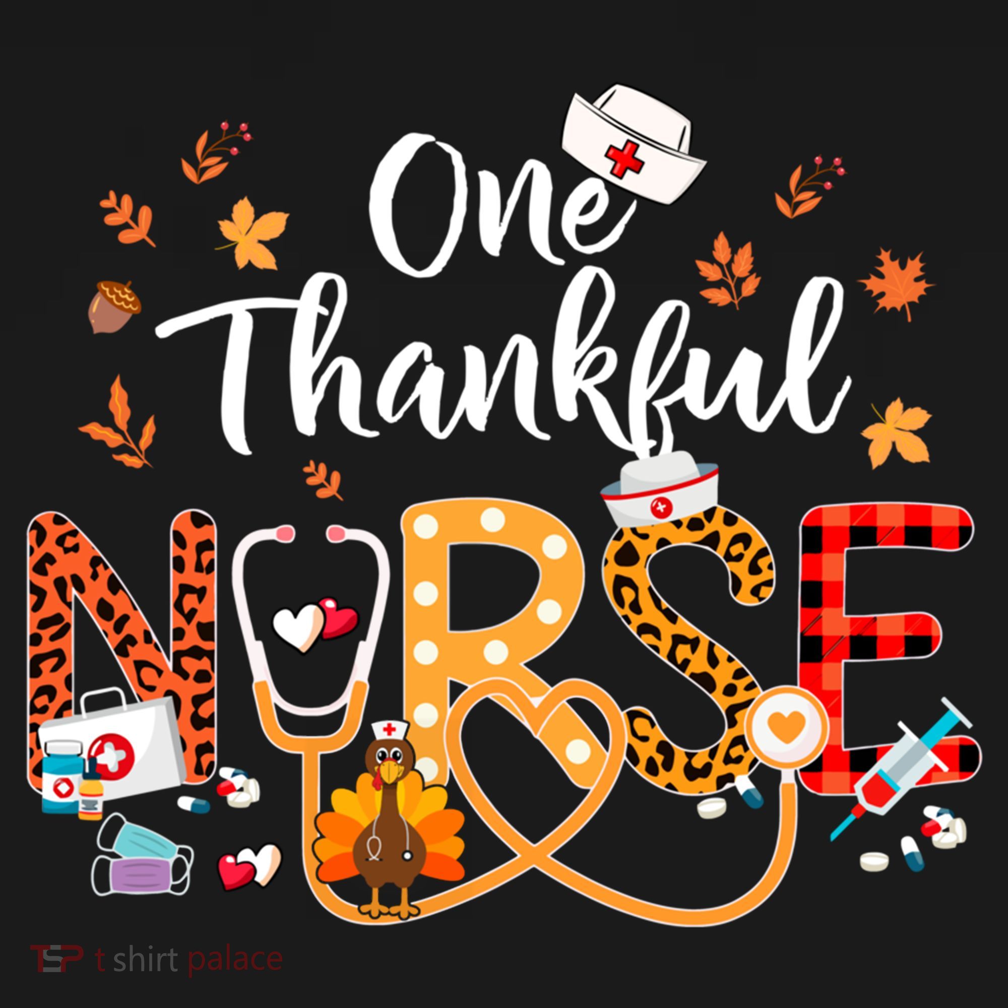 One Thankful Nurse Turkey Stethoscope Thanksgiving Great Gift Women's Hoodie