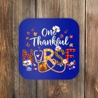 One Thankful Nurse Turkey Stethoscope Thanksgiving Great Gift Coaster thumb 0