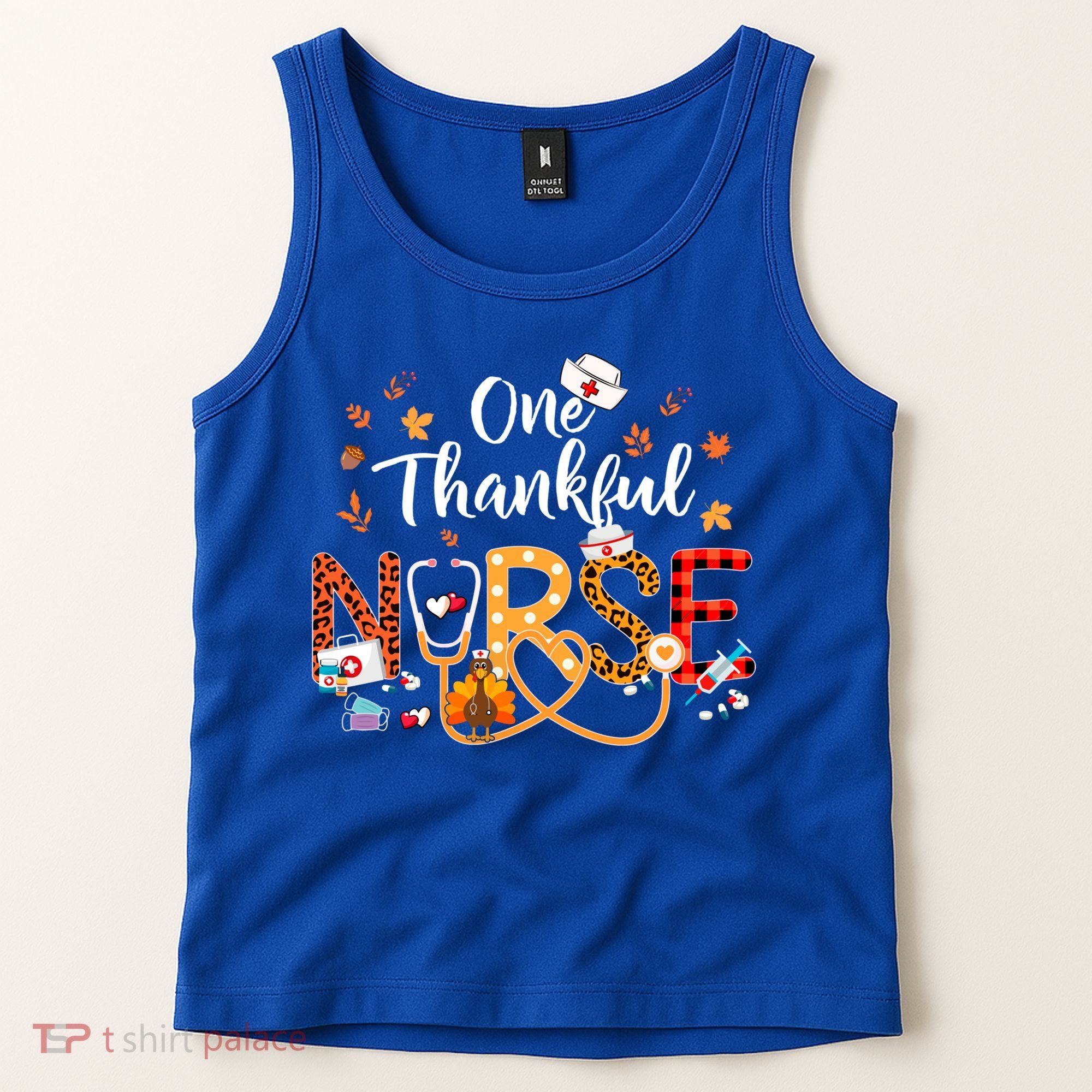 One Thankful Nurse Turkey Stethoscope Thanksgiving Great Gift Tank Top