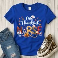 One Thankful Nurse Turkey Stethoscope Thanksgiving Great Gift Women's T-Shirt thumb 3