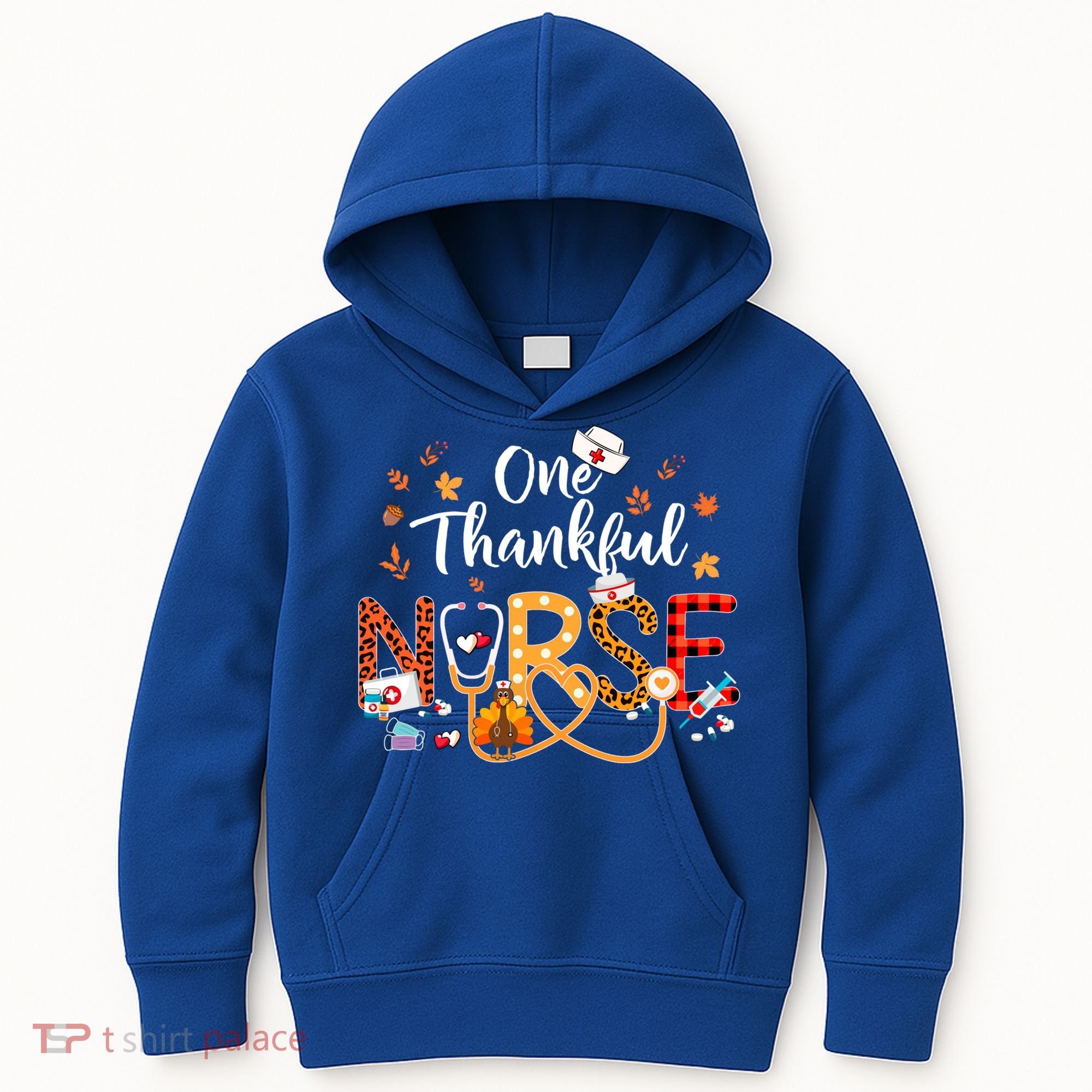 One Thankful Nurse Turkey Stethoscope Thanksgiving Great Gift Kids Hoodie