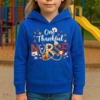 One Thankful Nurse Turkey Stethoscope Thanksgiving Great Gift Kids Hoodie thumb 3