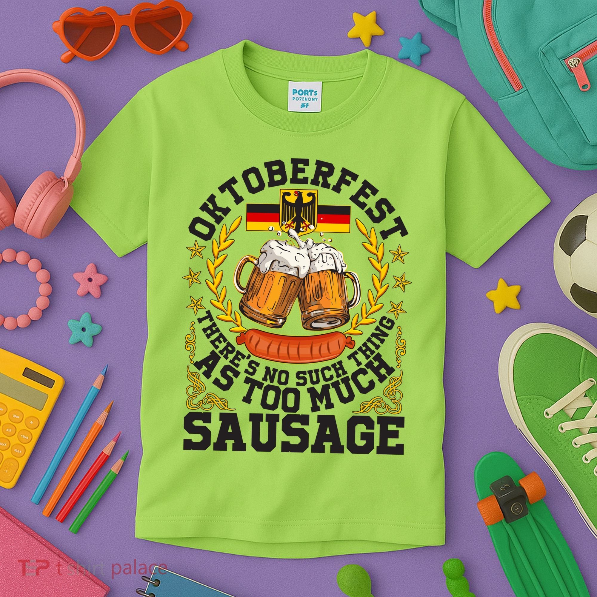 Oktoberfest There's No Such Thing As Too Much Sausage Kids T-Shirt