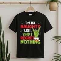 On The Naughty List And I Regret Nothing Funny Christmas T-Shirt thumb 2