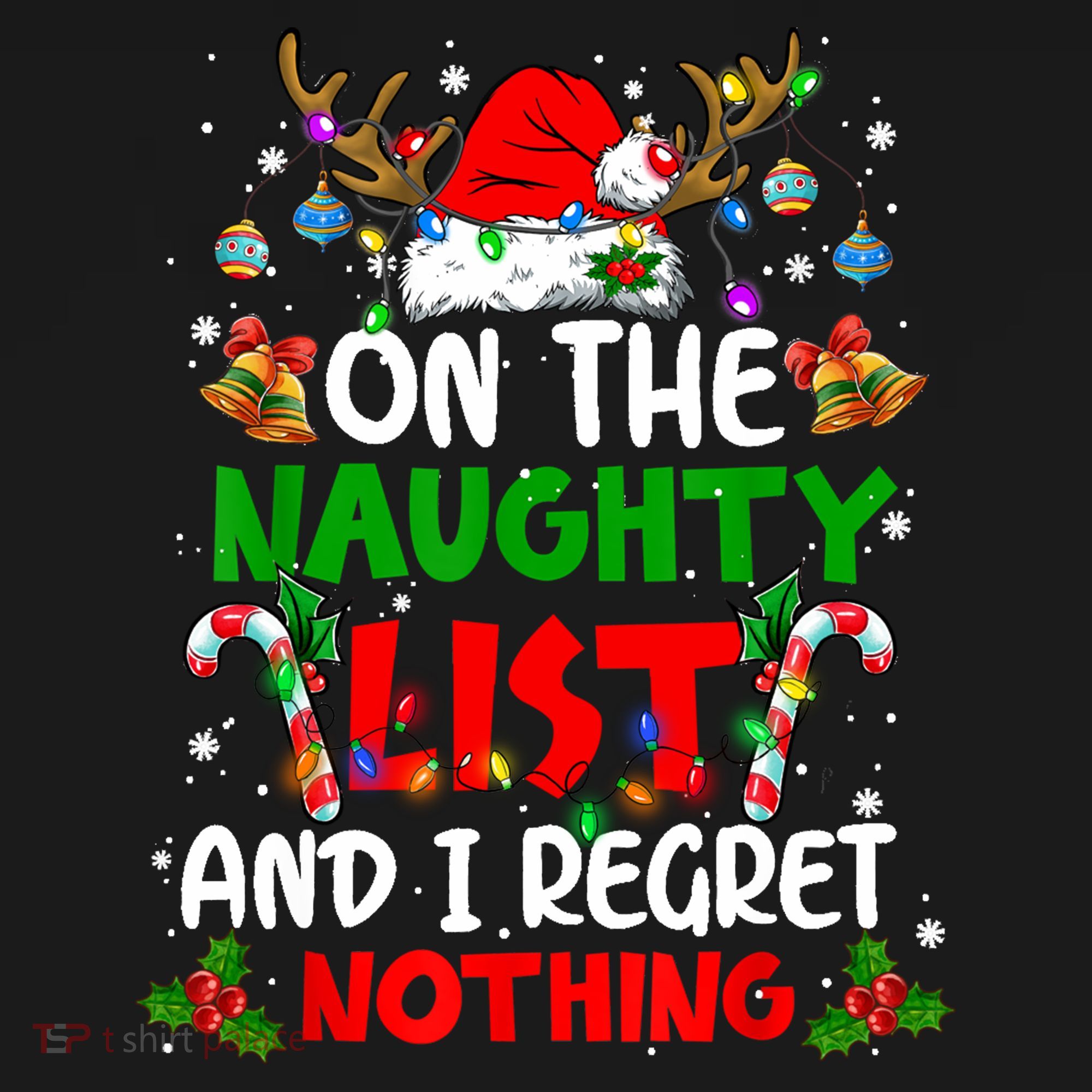 On The Naughty List And I Regret Nothing Christmas Santa Hat Gift Women's Hoodie
