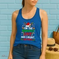 On The Naughty List And I Regret Nothing Christmas Santa Hat Gift Women's Tank Top thumb 2