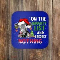 On The Naughty List And I Regret Nothing Cow Lover Christmas Great Gift Coaster thumb 0