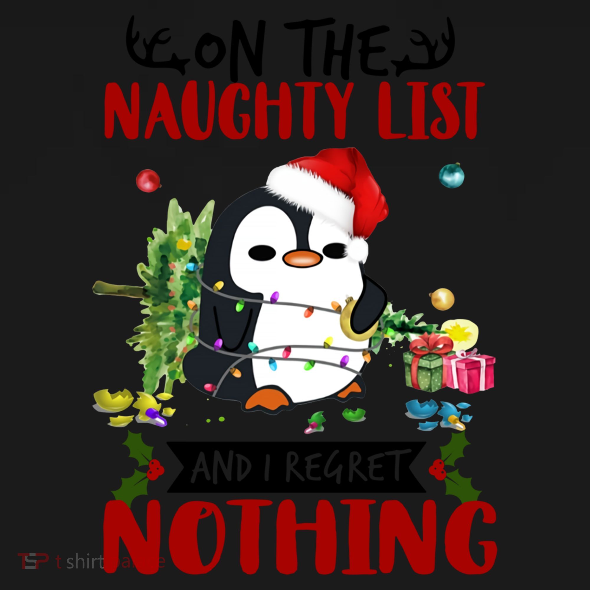 On The Naughty List And I Regret Nothing Penguin Funny Gift Women's Hoodie
