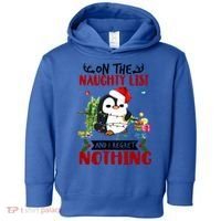 On The Naughty List And I Regret Nothing Penguin Funny Gift Toddler Hoodie thumb 0
