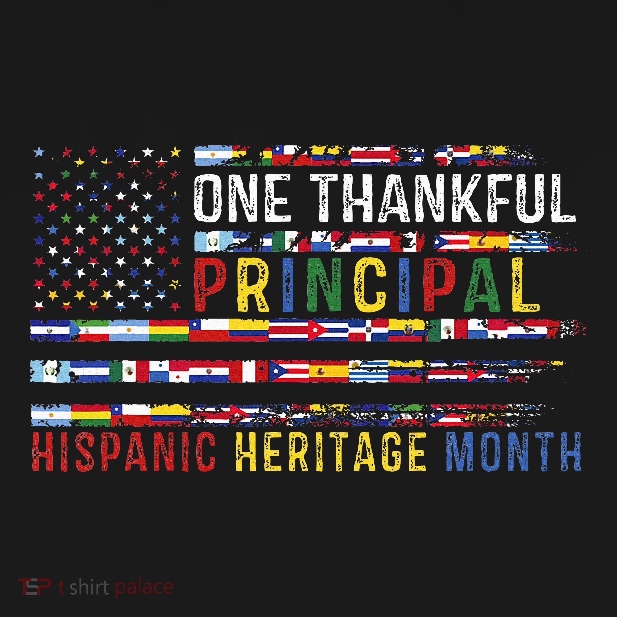 One Thankful Principal Hispanic Heritage Month USA Flag T-Shirt
