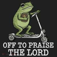 Off To Praise The Lord Funny Christian Frog Meme Women's Sweatshirt thumb 2