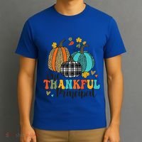 One Thankful Principal School Pumpkins Thanksgiving Fall T-Shirt thumb 3