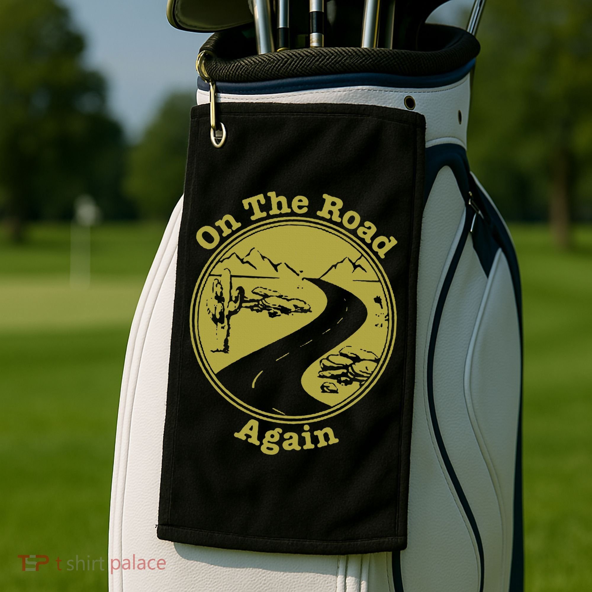 On The Road Again Vacation Camping Road Trip Golf Towel