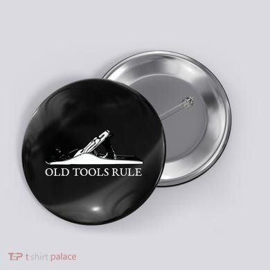 OLD TOOLS RULE HAND PLANE WOODWORKING MAN CAVE Button