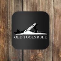 OLD TOOLS RULE HAND PLANE WOODWORKING MAN CAVE Coaster thumb 0