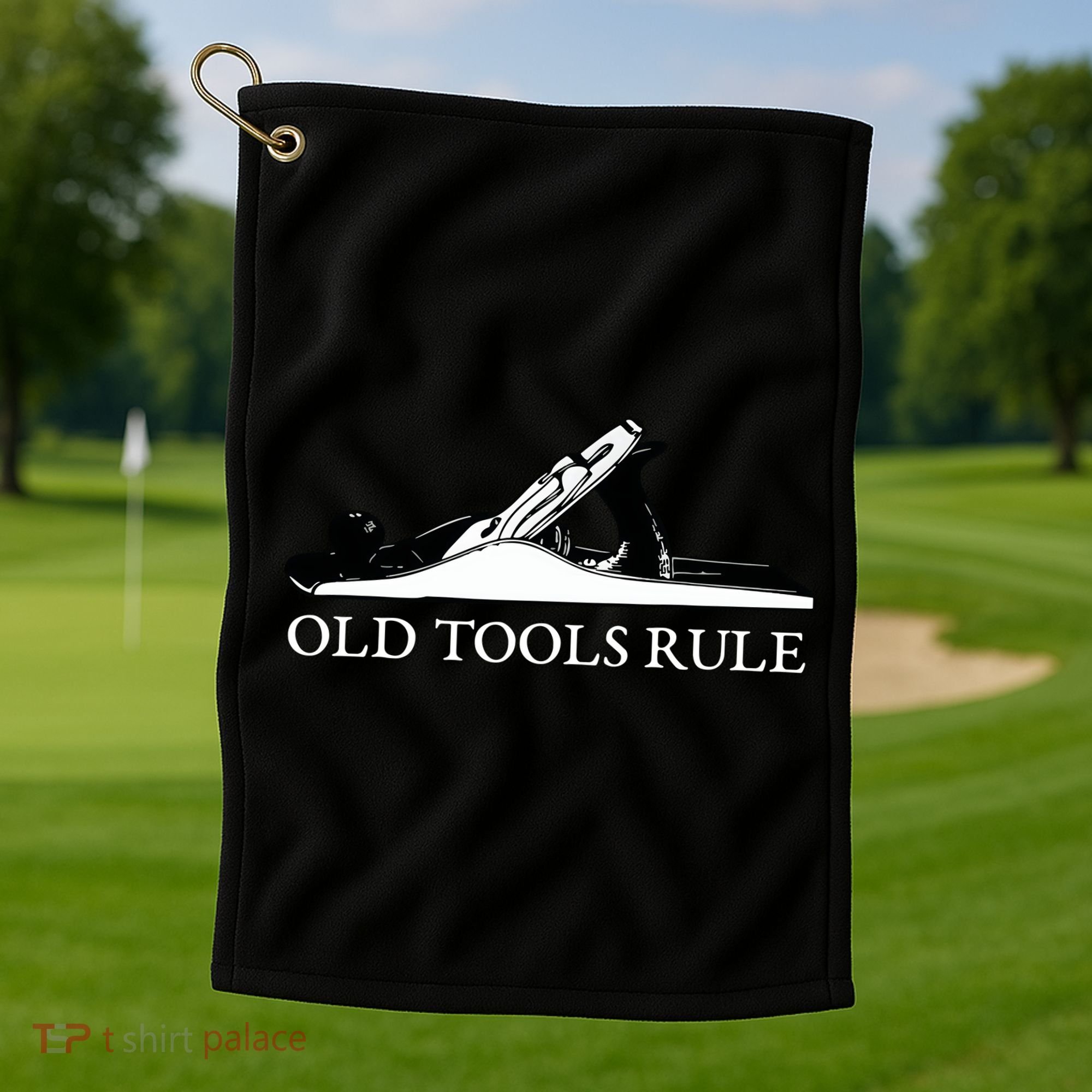 OLD TOOLS RULE HAND PLANE WOODWORKING MAN CAVE Golf Towel