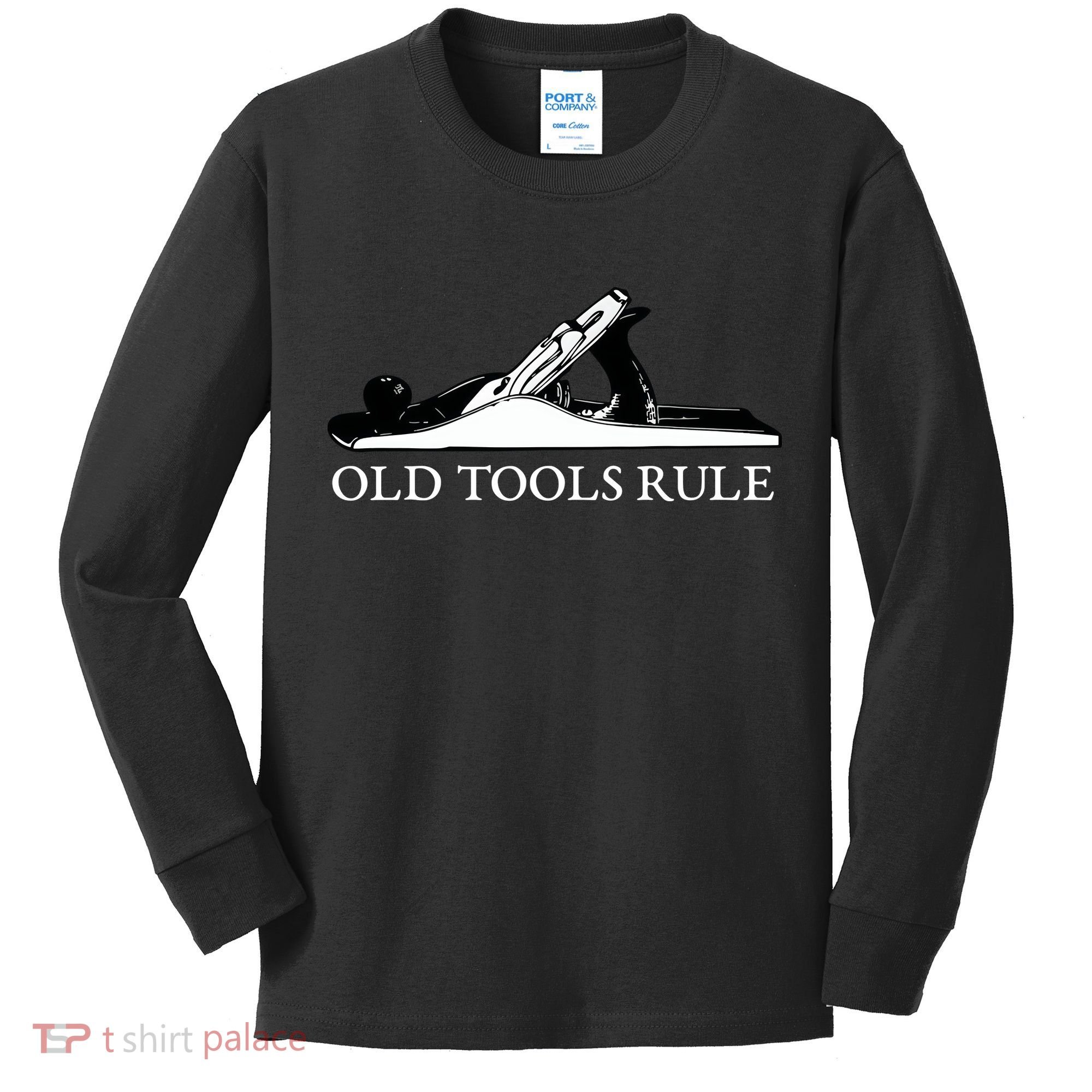 OLD TOOLS RULE HAND PLANE WOODWORKING MAN CAVE Kids Long Sleeve Shirt