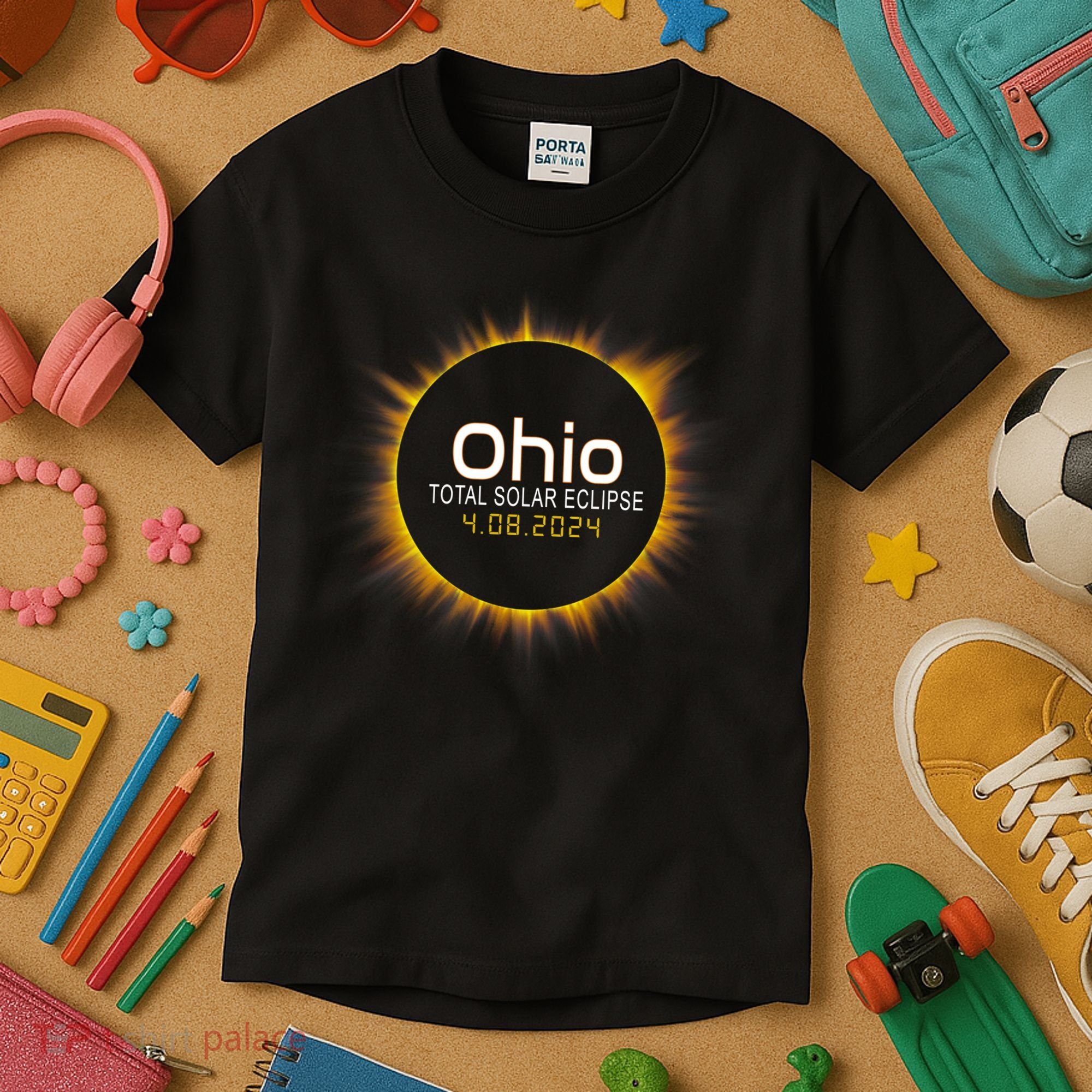Ohio Total Solar Eclipse April 8 2024 Kids T-Shirt