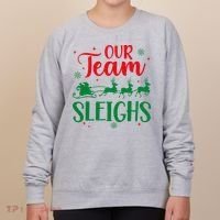 Our Team Sleighs Christmas Santa Reindeers Office Staff Women's Sweatshirt thumb 0