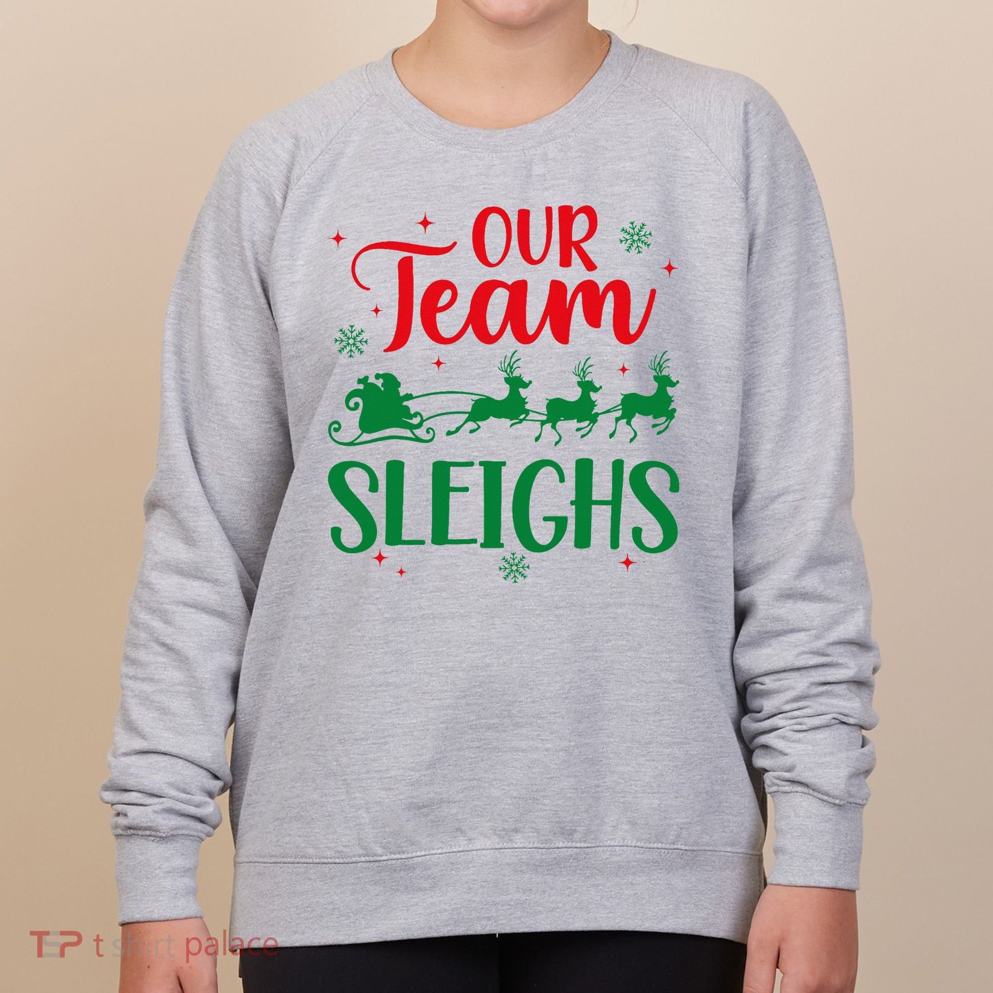 Our Team Sleighs Christmas Santa Reindeers Office Staff Women's Sweatshirt